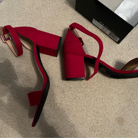 Ruby Red Block Heels - Picture 4 of 9